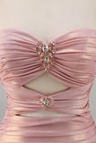 Blush Cut out Ruched Tight Homecoming Vestido
