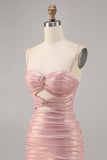 Blush Cut out Ruched Tight Homecoming Vestido