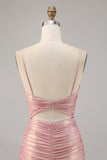 Blush Cut out Ruched Tight Homecoming Vestido