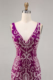 Sparkly Fuchsia frisado bodycon Homecoming vestido