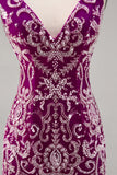Sparkly Fuchsia frisado bodycon Homecoming vestido