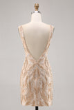 Beaded Champagne Bodycon Homecoming Vestido com Sequins