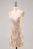 Beaded Champagne Bodycon Homecoming Vestido com Sequins