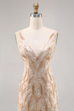 Beaded Champagne Bodycon Homecoming Vestido com Sequins