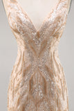 Beaded Champagne Bodycon Homecoming Vestido com Sequins