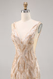 Beaded Champagne Bodycon Homecoming Vestido com Sequins