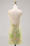 Green Sequin Backless Bodycon Homecoming Vestido