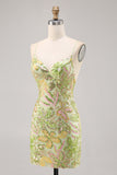 Green Sequin Backless Bodycon Homecoming Vestido