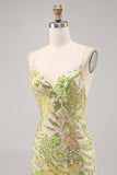 Green Sequin Backless Bodycon Homecoming Vestido