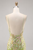 Green Sequin Backless Bodycon Homecoming Vestido
