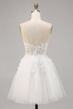 Tule Branco Um Vestido Homecoming Linha com Apliques