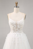 Tule Branco Um Vestido Homecoming Linha com Apliques