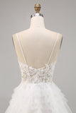 Tule Branco Um Vestido Homecoming Linha com Apliques