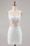 Sparkly White Bodycon Corset Homecoming Vestido com Apliques