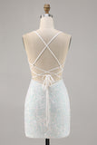 Sparkly White Bodycon Corset Homecoming Vestido com Apliques
