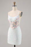 Sparkly White Bodycon Corset Homecoming Vestido com Apliques