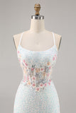 Sparkly White Bodycon Corset Homecoming Vestido com Apliques