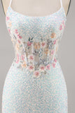 Sparkly White Bodycon Corset Homecoming Vestido com Apliques