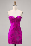 Direto Fuchsia Espartilho Bodycon Mini Vestido Cocktail