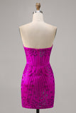 Direto Fuchsia Espartilho Bodycon Mini Vestido Cocktail