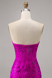 Direto Fuchsia Espartilho Bodycon Mini Vestido Cocktail