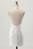 Sparkly White Bodycon Backless Sequin Vestido Curto Homecoming