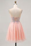 Blush A Line Sequins Appliqued Vestido Curto Homecoming