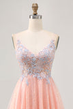 Blush A Line Sequins Appliqued Vestido Curto Homecoming