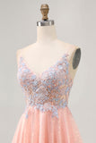 Blush A Line Sequins Appliqued Vestido Curto Homecoming