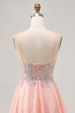 Blush A Line Sequins Appliqued Vestido Curto Homecoming