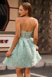 Sage Green A-Line Corset Homecoming Vestido com Apliques