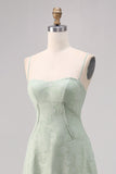 Sage Green Lace Corset Uma linha longo vestido de dama de honra