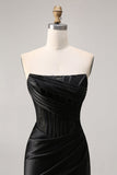 Espartilho Direto Bodycon Preto Mini Vestido Cocktail