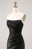 Espartilho Direto Bodycon Preto Mini Vestido Cocktail