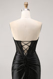 Espartilho Direto Bodycon Preto Mini Vestido Cocktail