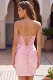 Espartilho Direto Bodycon Preto Mini Vestido Cocktail