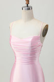 Blush Pink Bodycon Esparguete Correias Vestido Curto Homecoming com Renda Up Back