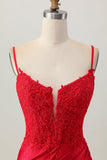 Alças de espaguete vermelho escuro frisado curto apertado Homecoming vestido com renda para trás