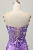 Sparkly Purple Bodycon Espartilho sem alças Ruched Sequins Short Homecoming Dress