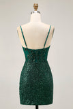 Sparkly Bodycon Verde Escuro Sequins Corset Homecoming Dress