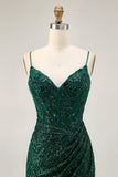 Sparkly Bodycon Verde Escuro Sequins Corset Homecoming Dress