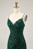 Sparkly Bodycon Verde Escuro Sequins Corset Homecoming Dress
