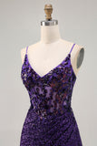 Sparkly Dark Purple Corset Homecoming Vestido com Sequins