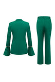 2-Piece verde escuro duplo peito pico lapel Prom ternos com mangas flare