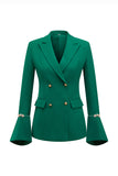 2-Piece verde escuro duplo peito pico lapel Prom ternos com mangas flare