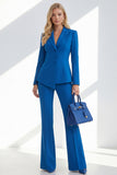 Azul escuro 2-Piece Pico Lapela Single Breasted Mulheres Prom Suits