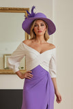 Purple Chiffon High-Low Uma linha fora do ombro vestido de noiva convidado