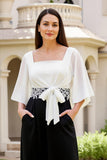 Preto Pescoço Quadrado Uma Linha Chiffon Vestido de Noiva Convidado