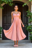 Sunset A-Line Chiffon plissado longo vestido de dama de honra