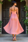 Sunset A-Line Chiffon plissado longo vestido de dama de honra